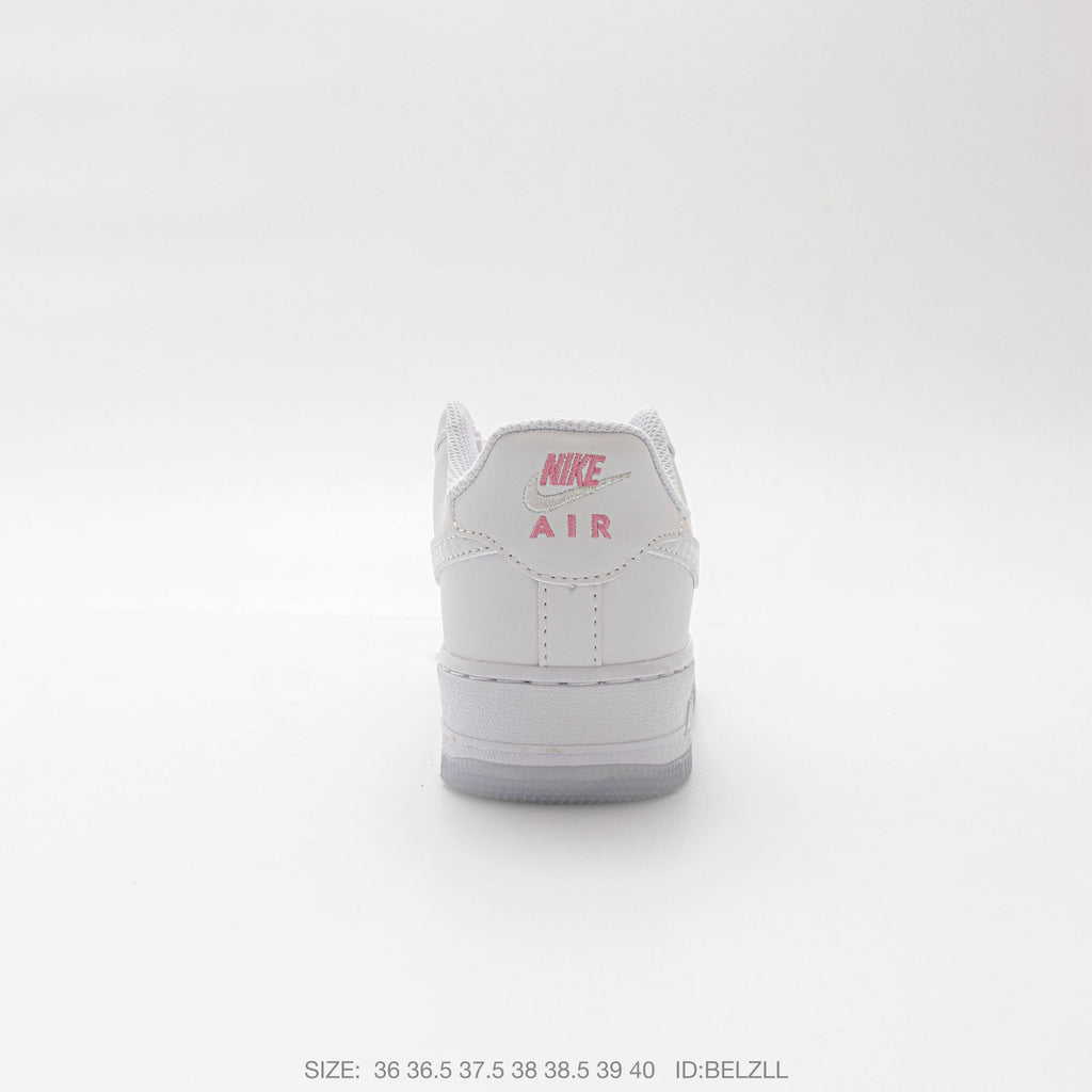 Nike Air Force 1 ’07 Low Triple White Sneakers, Tonal Swoosh Retro Lace-Up Casual Streetwear Shoes
