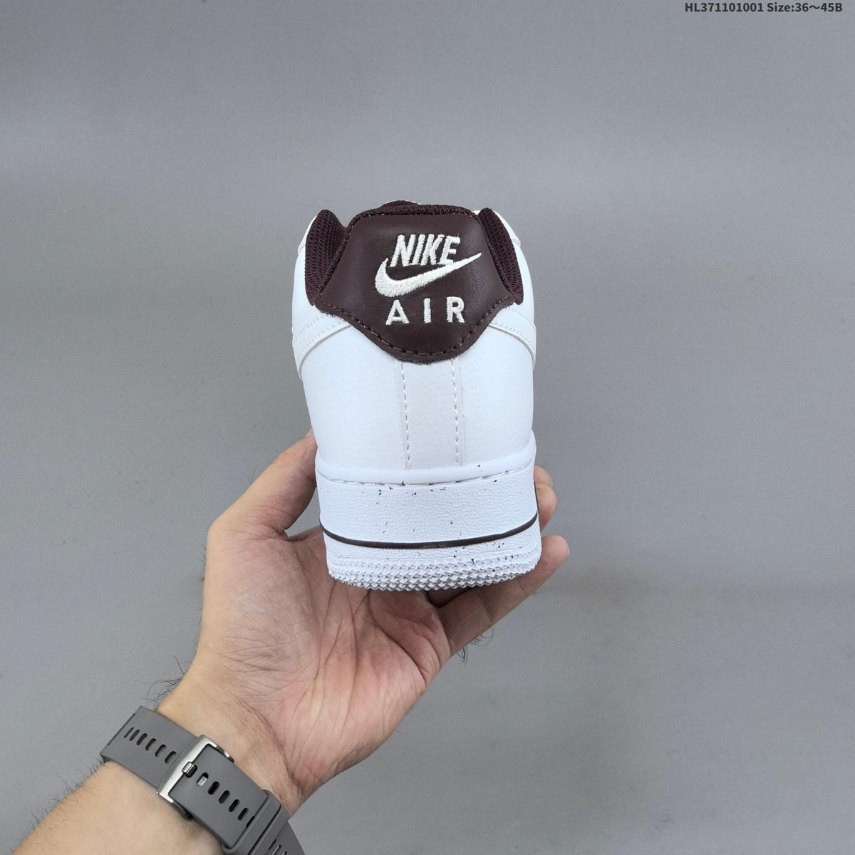 Nike Air Force 1 ’07 Low White & Black Sneakers with Brown Laces, Retro Low-Top Casual Streetwear Shoes