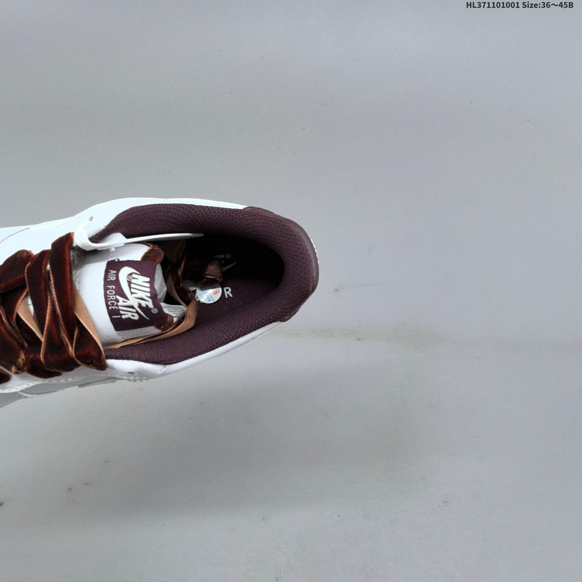 Nike Air Force 1 ’07 Low White & Black Sneakers with Brown Laces, Retro Low-Top Casual Streetwear Shoes