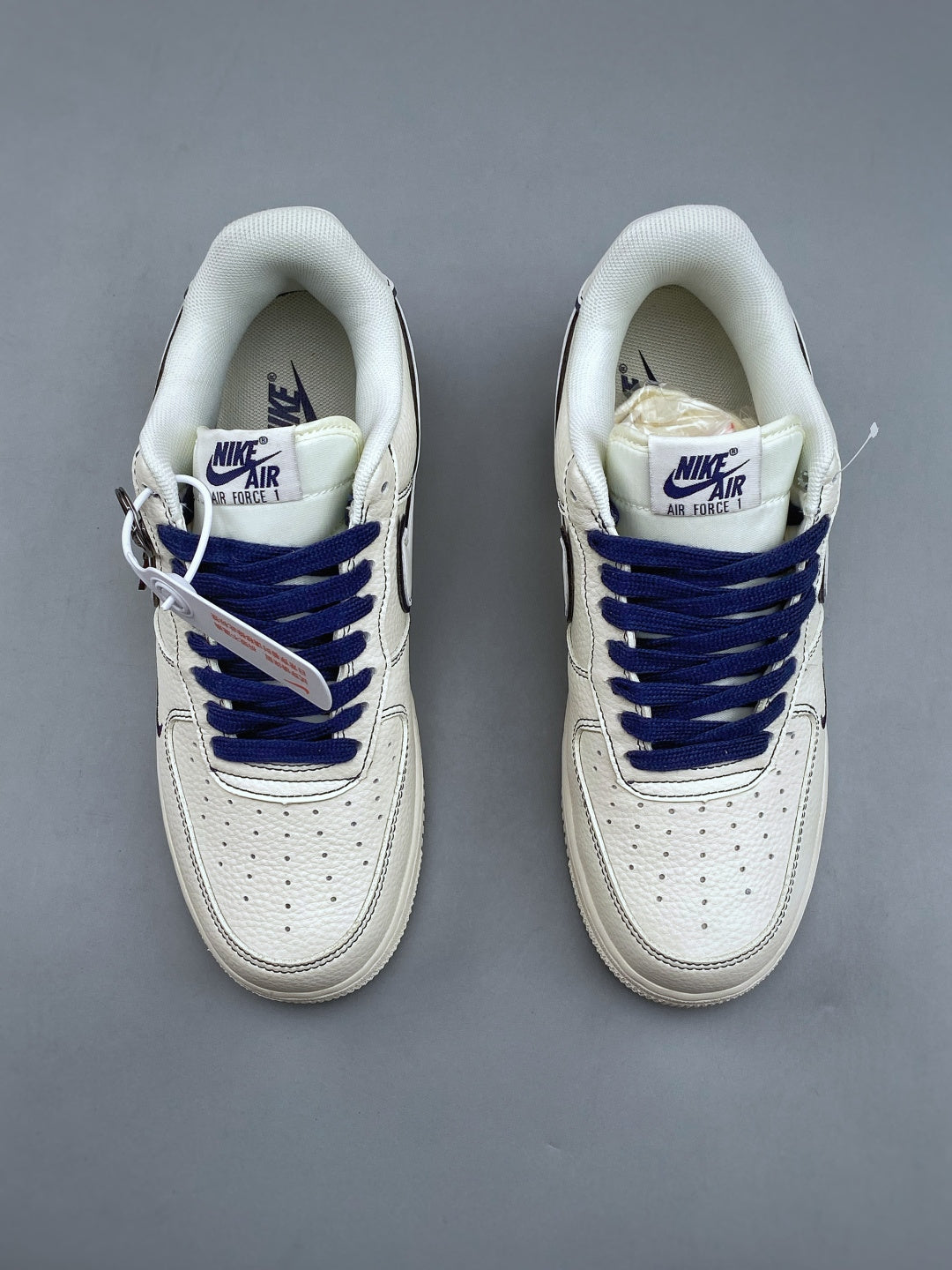 Nike Air Force 1 ’07 Low White & Black Outline Sneakers, Contrast Lace Details Retro Casual Streetwear Shoes