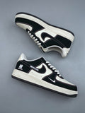 Nike Air Force 1 ’07 Low Black & White Color Block Sneakers, Contrast Swoosh Lace-Up Retro Casual Streetwear Shoes