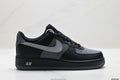 Nike Air Force 1 ’07 Low Black & Grey Sneakers, Contrast Swoosh Retro Lace-Up Casual Streetwear Shoes