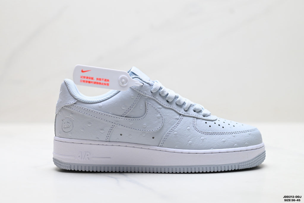 Nike Air Force 1 ’07 Low Light Grey Sneakers with Pink Tongue Accent, Tonal Swoosh Lace-Up Retro Casual Shoes