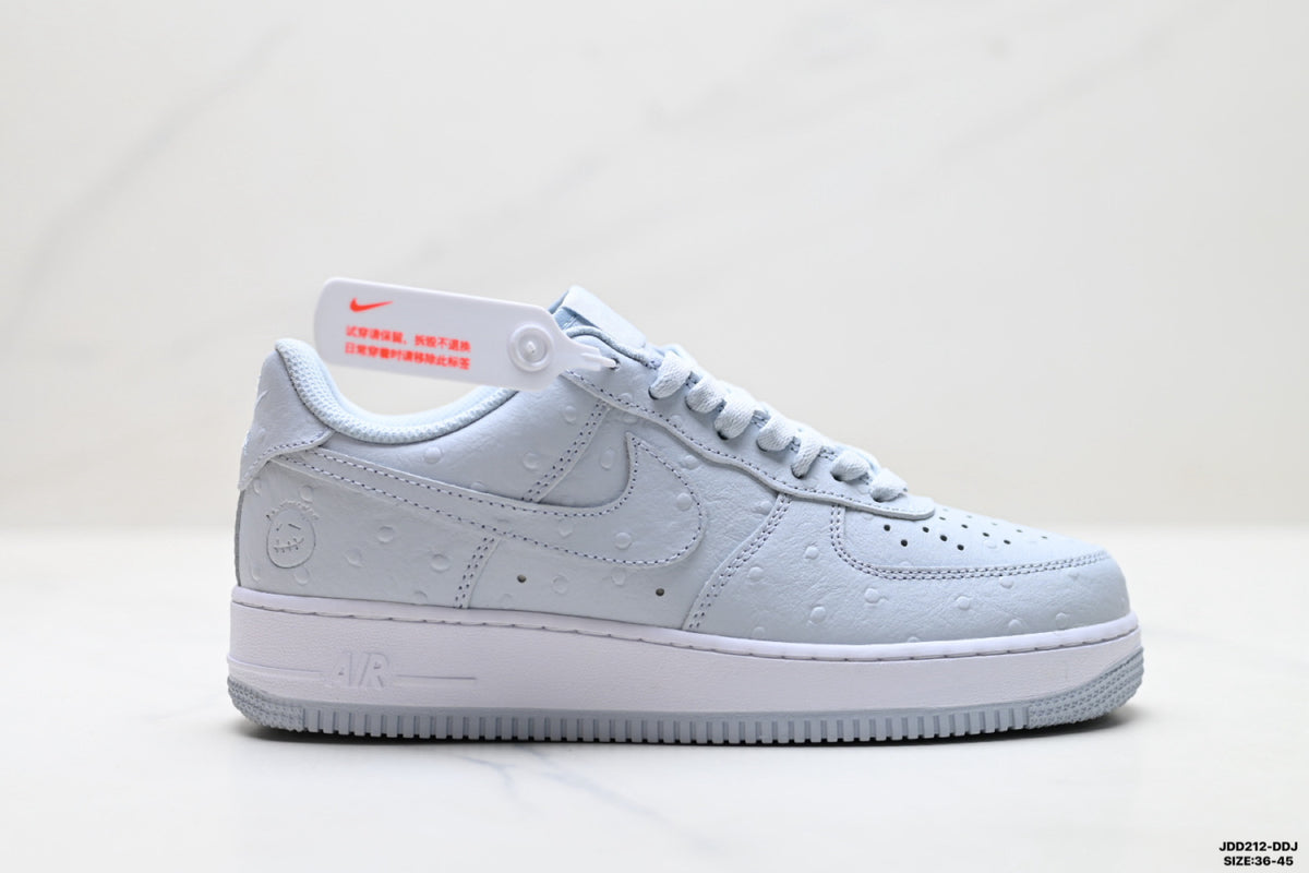 Nike Air Force 1 ’07 Low Light Grey Sneakers with Pink Tongue Accent, Tonal Swoosh Lace-Up Retro Casual Shoes