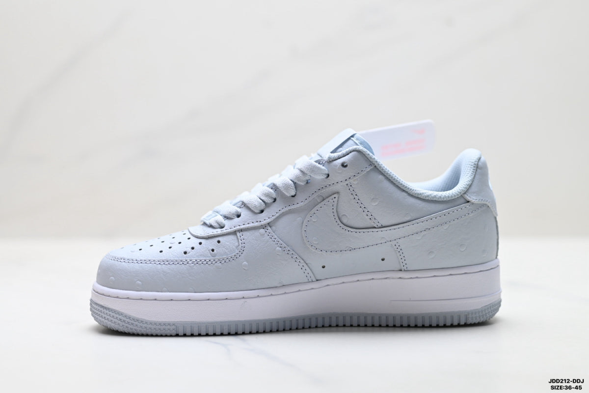 Nike Air Force 1 ’07 Low Light Grey Sneakers with Pink Tongue Accent, Tonal Swoosh Lace-Up Retro Casual Shoes