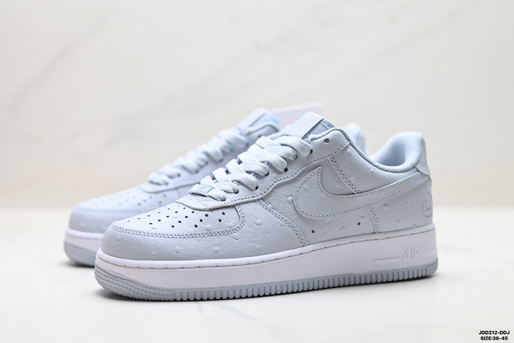 Nike Air Force 1 ’07 Low Light Grey Sneakers with Pink Tongue Accent, Tonal Swoosh Lace-Up Retro Casual Shoes