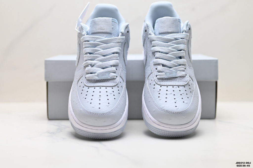 Nike Air Force 1 ’07 Low Light Grey Sneakers with Pink Tongue Accent, Tonal Swoosh Lace-Up Retro Casual Shoes